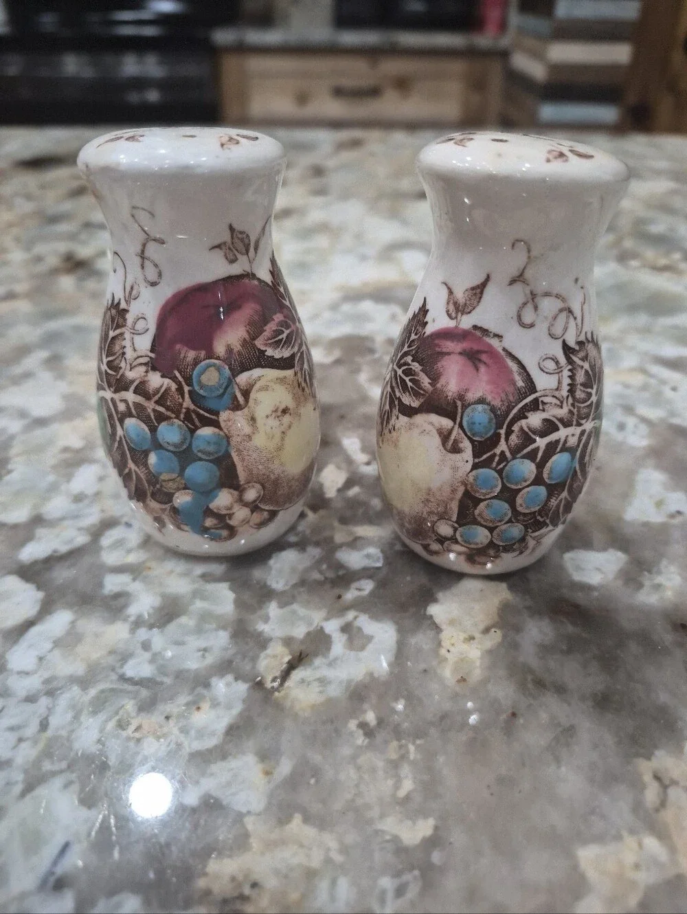 Vintage Johnson Brothers Transferware Autumn's Delight Salt & Pepper Shakers